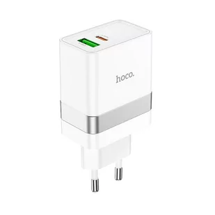 HOCO ładowarka sieciowa Typ C + USB QC3.0 Power Delivery 30W Starter N21 biała - Akcesoria do smartwatchy - miniaturka - grafika 1