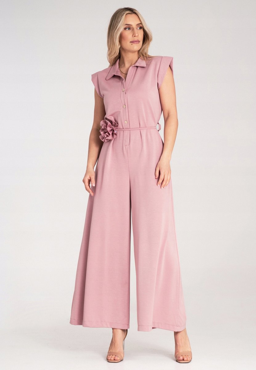 Kombinezon szerokie nogawki Kombinezon damski letni Różowy M1190 S/M