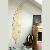 Wyposażenie pokoiku dziecięcego - Drewniana miarka wzrostu w kształcie liścia/piórka - miniaturka - grafika 1