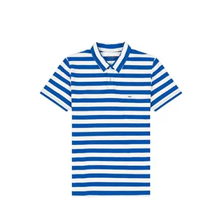 Koszulki męskie - Wrangler Męska koszulka polo w paski, niebieska, rozmiar XXL, Wrangler Blue, XXL - grafika 1