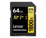 Karty pamięci - Lexar SDXC 64GB Professional 1800x UHS-II U3 ( 180/270 MB/s ) - miniaturka - grafika 1