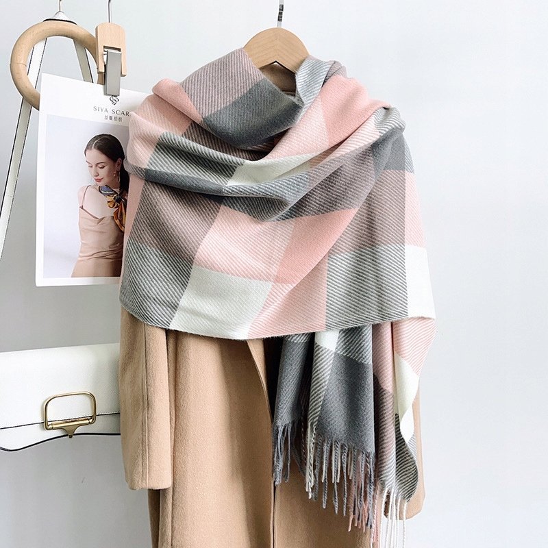 elegancki damski SZAL na zimę ciepły SZALIK szykowny 200x66 wielokolorowy