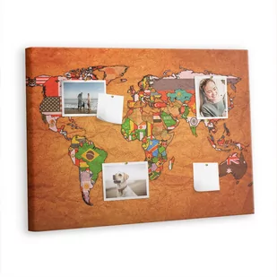 Korkowa Plansza z Pinezkami - 100x70 - Mapa Świata z flagami - Tablice i flipcharty - miniaturka - grafika 1