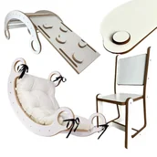 Skoczki dla dzieci - Zestaw BUJAK MONTESSORI Poduszka Beż+Ścianka + Krzesło Blat Zjeżdżalnia CE - miniaturka - grafika 1