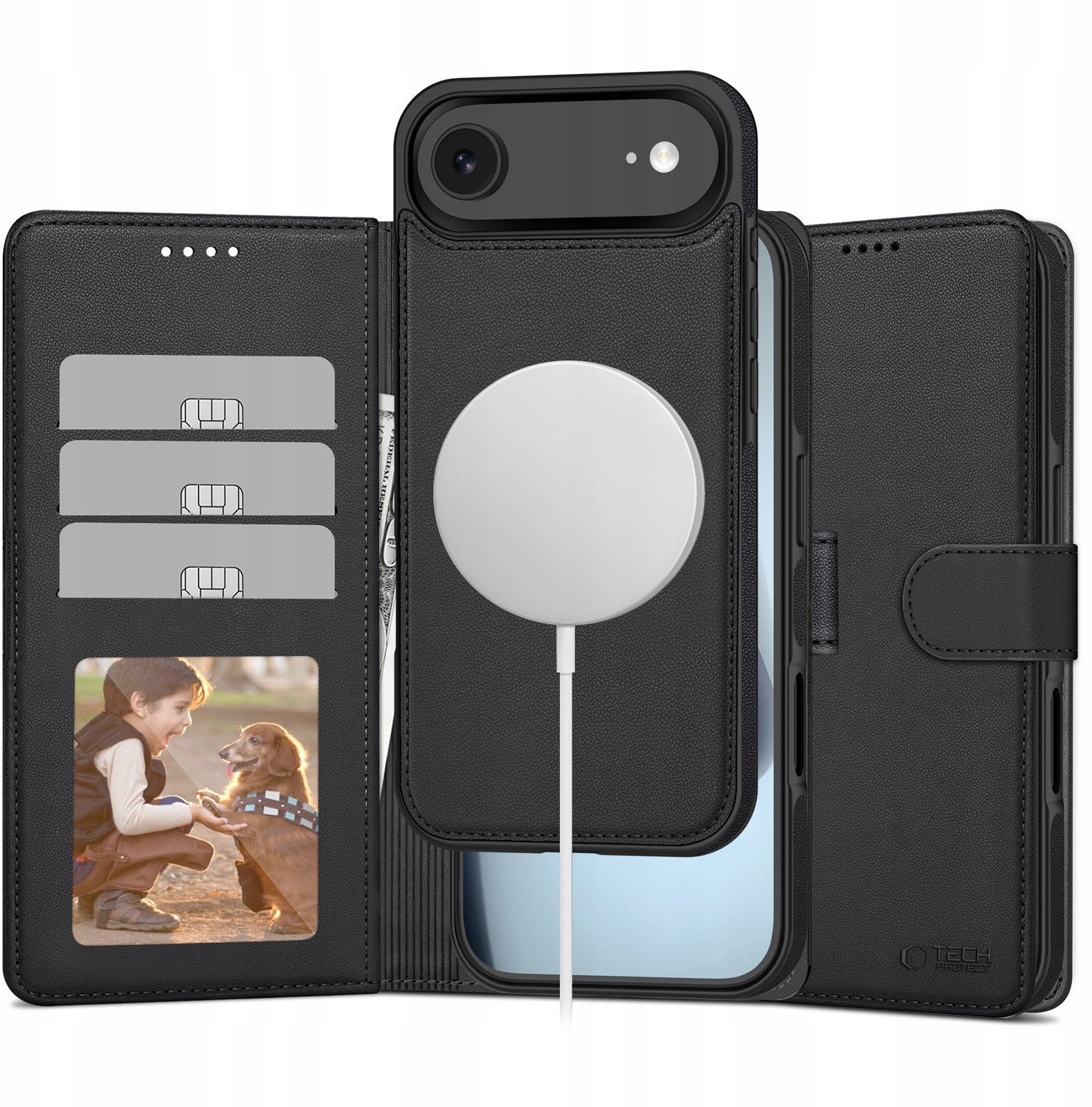 Etui z klapką Tech-protect Wallet MagSafe do Apple iPhone 17 Air Matte Black