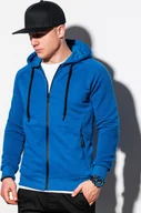 Bluzy męskie - Ombre Bluza męska rozpinana z kapturem B1083 - niebieska S - miniaturka - grafika 1