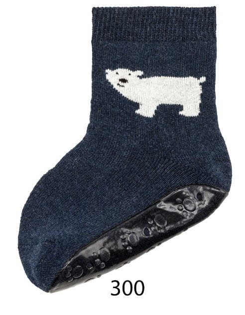 skarpetki antypoślizgowe z silikonową podeszwą ocieplenie frotte Sterntaler SOFT granatowe biały miś [rozmiar stopy: 25/26]