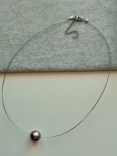 Naszyjnik fioletowa perła MAJORKA 15mm struna - Naszyjniki - miniaturka - grafika 1