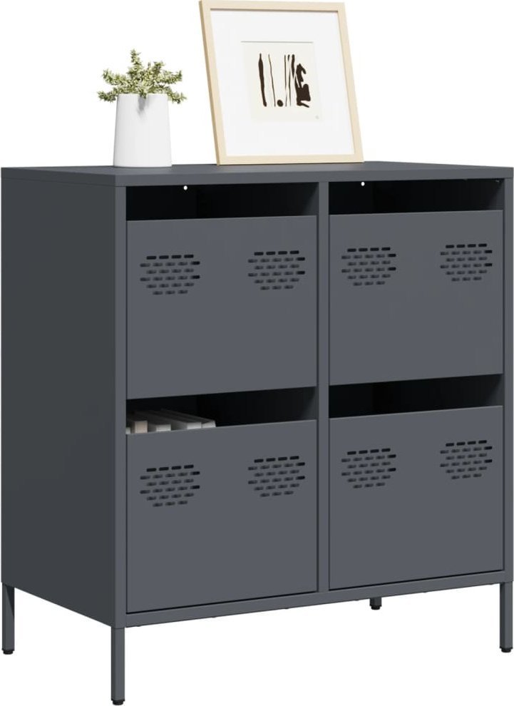 vidaXL Szafka, antracytowa, 68x39x73,5 cm, stal walcowana na zimno
