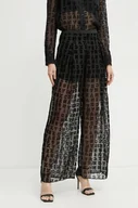 Spodnie damskie - Armani Exchange spodnie damskie kolor czarny szerokie high waist 6DYP52 YN1ZZ - miniaturka - grafika 1