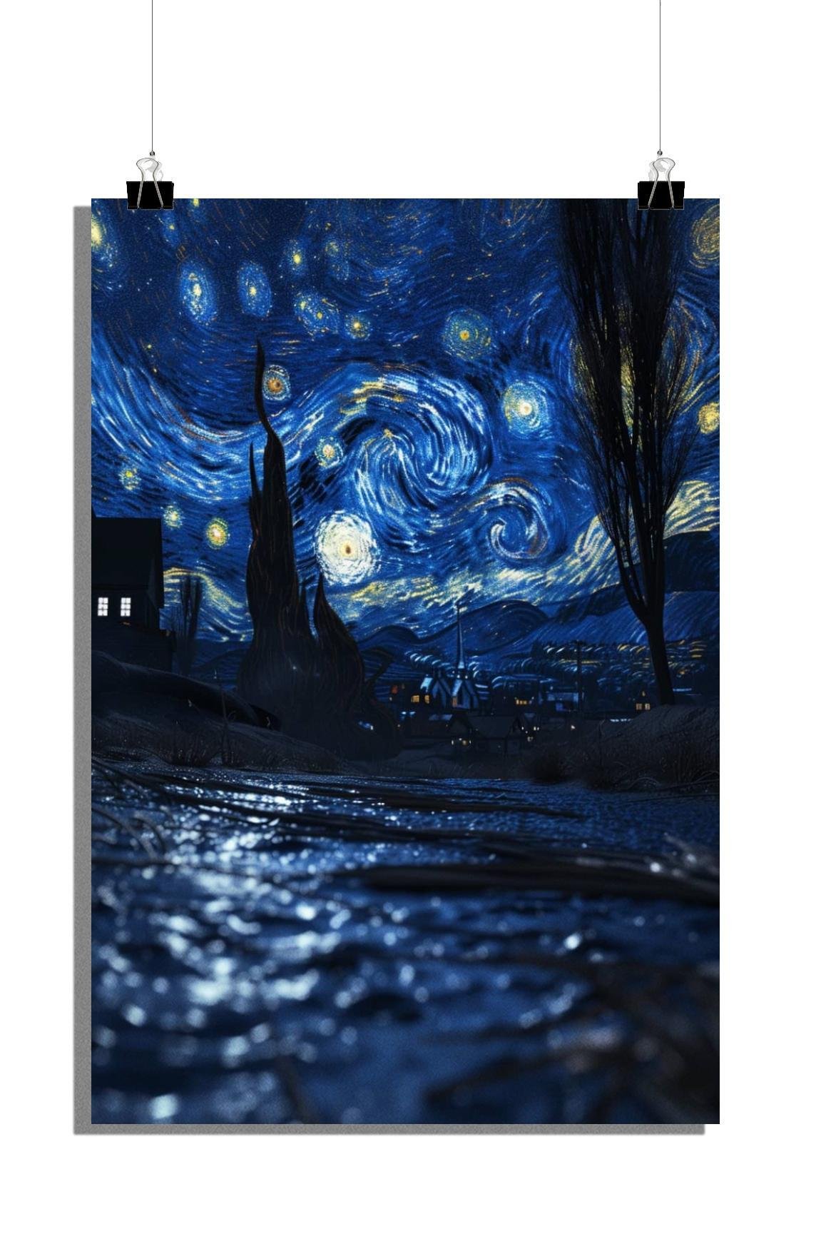 Plakat Gwiaździsta Noc - Plakat uliczny - Plakat Van Gogha - Plakat artystyczny w nowej interpretacji - 61x91cm - Idealny do oprawienia w ramę