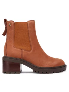Tommy Hilfiger Botki Th Nubuck Chelsea Cleated Heel FW0FW09158 Brązowy - Botki damskie - miniaturka - grafika 1