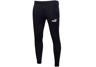 PUMA  SPODNIE MĘSKIE DRESOWE BAWEŁNIANE ESS SLIM PANTS FL BLACK 586748 01 - Rozmiar: S - Spodnie męskie - miniaturka - grafika 1