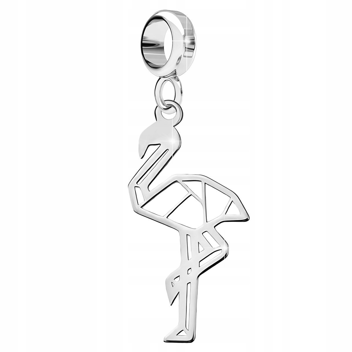 Charms Srebrny Blaszka z Flamingiem Ażurowy Ptak Flaming SREBRO 925