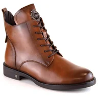 Botki damskie - Botki sznurowane i na zamek Potocki W WOL171C brązowe - miniaturka - grafika 1