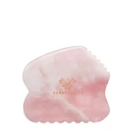 Rollery do masażu - Crystallove Rose quartz CONTOUR GUA SHA – płytka do masażu twarzy gua sha z kwarcu różowego - miniaturka - grafika 1