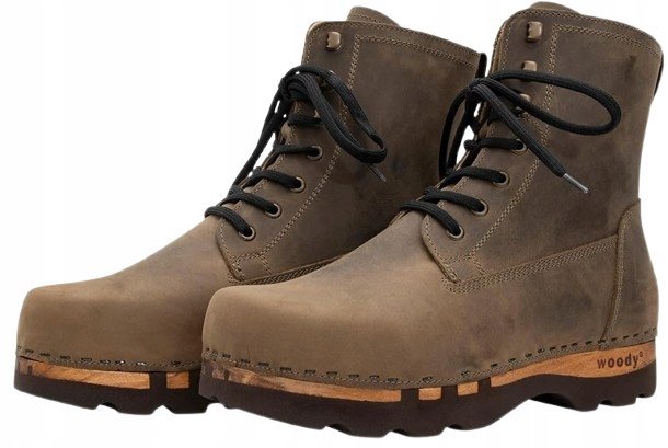 Woody Brązowe Skórzane Męskie Trzewiki Na Sznurowadła 50 J1A