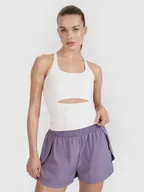 Koszulki sportowe damskie - 4F Top treningowy slim szybkoschnący damski 4F x Anna Lewandowska - biały L - miniaturka - grafika 1