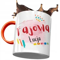 Kubki - Kubek Pomarańczowy Dla Łucji Przyjaciółki Prezent z Nadrukiem ze Zdjęciem+ Opakowanie na prezent (wzór 01) - miniaturka - grafika 1