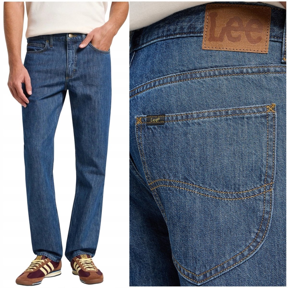 Lee WEST Skater luźne proste cienkie spodnie jeansowe bez streczu W34 L32