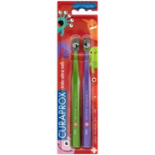 Szczoteczki do zębów dla dzieci - Curaprox Kids Duo Little Bacterias, szczoteczka do zębów dla dzieci 4-12 lat, Ultra Soft, 2 sztuki - miniaturka - grafika 1