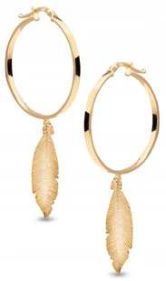 ZŁOTE KOLCZYKI KÓŁKA KOŁA PIÓRKO PIÓRO PIÓRKA 585 - Kolczyki - miniaturka - grafika 1