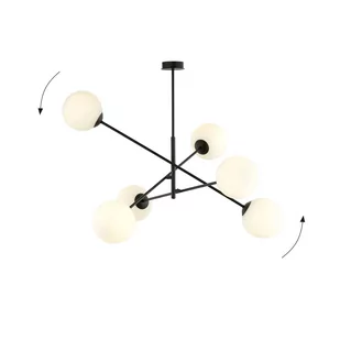 Emibig LINEAR 6 BLACK/OPAL 1169/6 lampa sufitowa żyrandol nowoczesny klosze 1169/6 - Lampy sufitowe - miniaturka - grafika 3