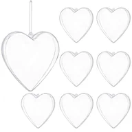Bombki - Bombki akrylowe 6cm serce plastikowe decoupage zestaw 8 szt. - miniaturka - grafika 1