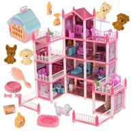 Domki dla lalek - DOMEK DLA LALEK WILLA DLA DZIECI RÓŻOWA DIY + ZESTAW SPA PIESKI FIGURKI - miniaturka - grafika 1