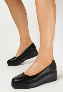 Czarne Czółenka na Niskim Koturnie z Okrągłym Noskiem Ryelle - Czółenka - miniaturka - grafika 1