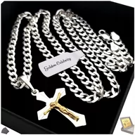 Biżuteria dla dzieci - SREBRNY NASZYJNIK DLA CHŁOPCA KOMUNIA 925 + GRAWER - miniaturka - grafika 1