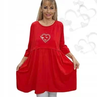 Bluzki damskie - TUNIKA BLUZKA SERCE BAWEŁNA sukienka luźne biodra wygodna 54 56 7XL 3096 - miniaturka - grafika 1