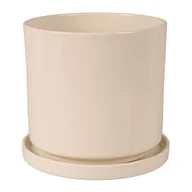 Donice - Doniczka cylinder 19 cm + podstawka kremowy - miniaturka - grafika 1