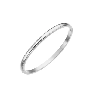 Bransoletka srebrna prosta sztywna zamykana - stal szlachetna - obły kształt bransoletki basic - Bransoletki - miniaturka - grafika 1