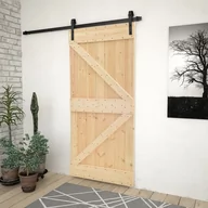 Drzwi wewnętrzne - Drzwi przesuwne z osprzętem, 90x210 cm, lite drewno sosnowe | 3057499 VIDAXL - miniaturka - grafika 1