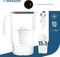 Karafki - Dzbanek filtrujący wodę Wessper 3,3 l z licznikiem LED Karafka filtrująca Classic kompatybilna z filtrem Brita Classic - czarny 12x filtrów w zestawie - miniaturka - grafika 1