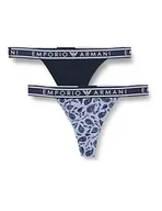 Majtki damskie - Emporio Armani bawełniane nadrukowane dla kobiet stringi Panties, Granatowy/Paisley Pr., S - miniaturka - grafika 1