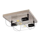 Lampy sufitowe - Britop LAMPA sufitowa NETUNO 92073357 industrialna OPRAWA retro drewno srebrna - miniaturka - grafika 1