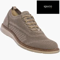 Półbuty męskie - Półbuty Męskie Buty Eleganckie Sneakersy Skóra Naturalna Beżowe IGI&CO 1104022 Beżowy 43 - miniaturka - grafika 1