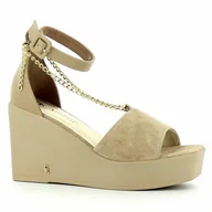 Sandały damskie - Beżowe sandały na koturnie CARINII - Carinii - miniaturka - grafika 1