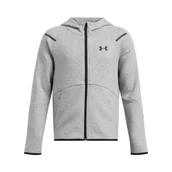 Bluzy damskie - Chłopięca bluza dresowa rozpinana z kapturem Under Armour UA B Unstoppable Flc FZ - szara - miniaturka - grafika 1