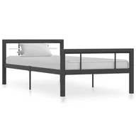 Łóżka - vidaXL Rama łóżka, biało-szara, metalowa, 90 x 200 cm - miniaturka - grafika 1
