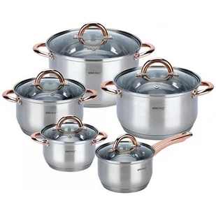 Garnki stalowe 10 ele. KINGHOFF Rosegold KH-1764 - Zestawy garnków i patelni - miniaturka - grafika 1