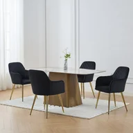 Krzesła - Zestaw 6 krzeseł z podłokietnikami z weluru i złotego metalu - Czarny - PEGA marki Pascal Morabito - miniaturka - grafika 1