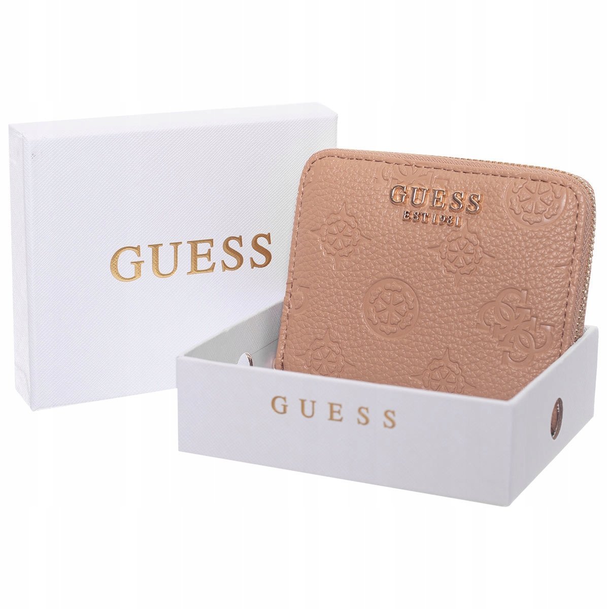 GUESS PORTFEL DAMSKI CRESIDIA SLG SMALL ZIP BEŻOWY