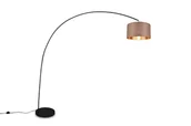 Lampy stojące - Trio MANSUR 419200141 czarna lampa podłogowa na łuku z szarym abażurem 1xE27 - miniaturka - grafika 1