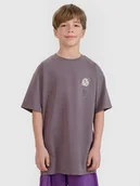 Koszulki dla chłopców - 4F T-shirt oversize z nadrukiem chłopięcy - szary 122 (6-7 lat) - miniaturka - grafika 1