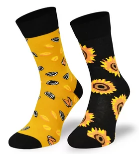 Kolorowe skarpetki asymetryczne, Słoneczniki, 43/46 - Skarpetki męskie - miniaturka - grafika 1