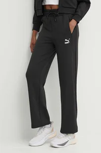 Puma spodnie dresowe T7 High Waist Pant kolor czarny gładkie 624212 - Spodnie damskie - miniaturka - grafika 1