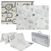 Maty edukacyjne - Dwustronna składana kolorowa edukacyjna piankowa mata dziecięca XXL 180x200 cm - tor samochodowy - miniaturka - grafika 1